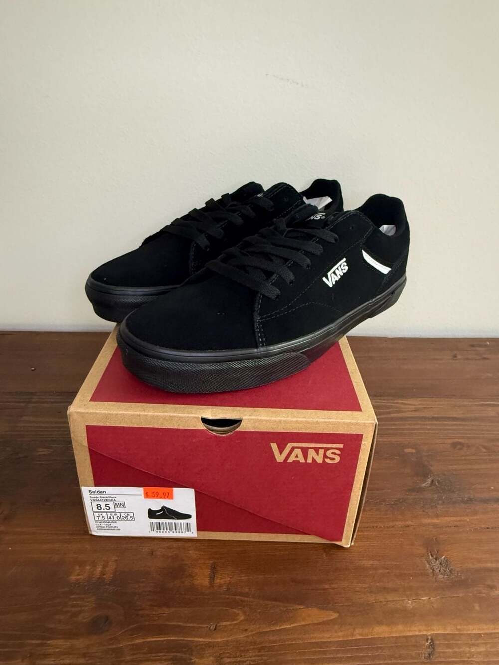 Vans Seldan Suede Black/Black Sneakers Size 8.5 - Picture 9 of 9